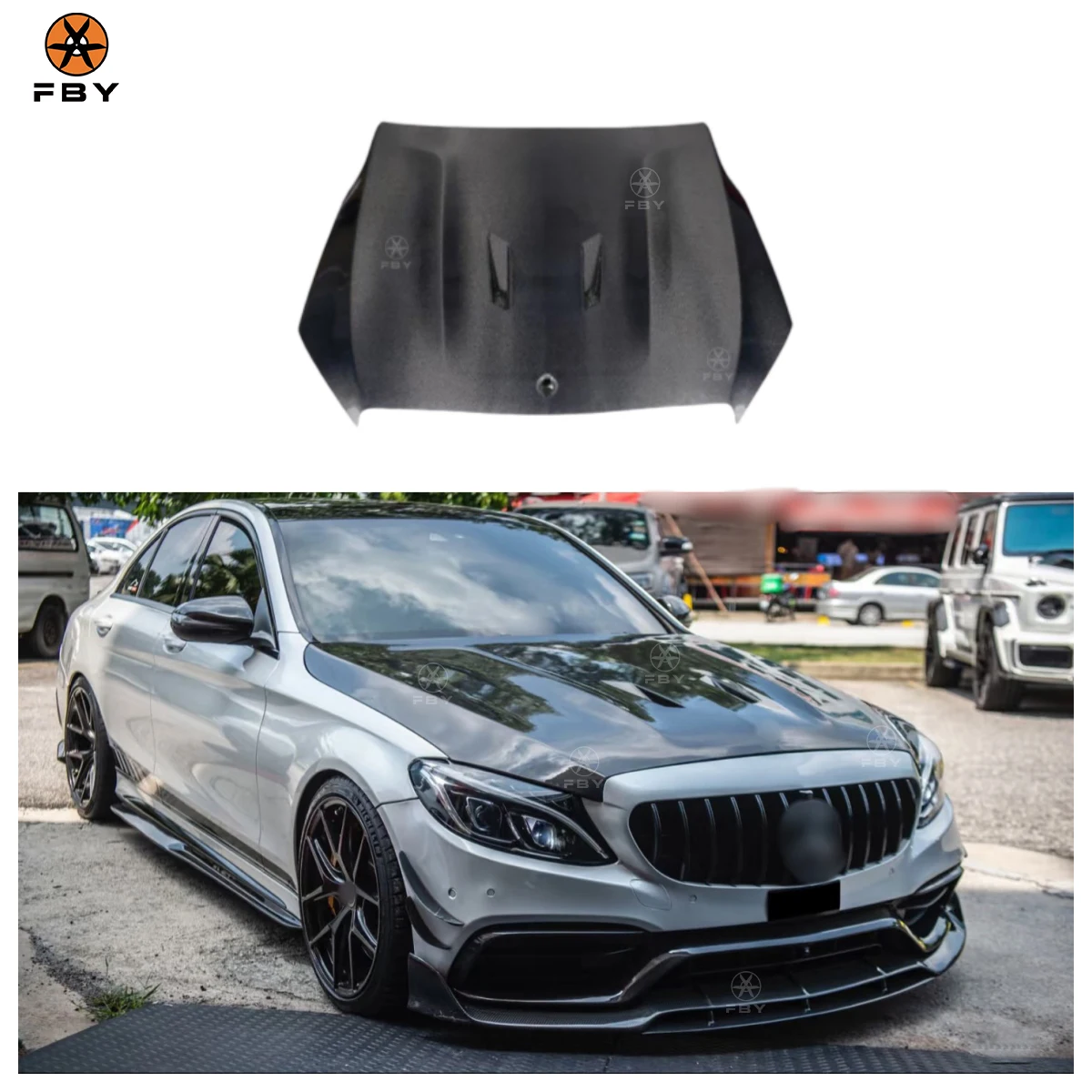 

New Carbon Fiber Engine Hood for Bz C Class W205 C63 2015-2021 AMG Style Hight Quality Carbon Fiber Body Kit