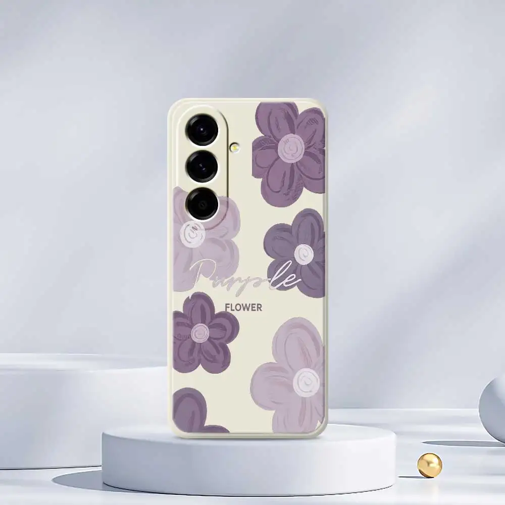 紫色の花柄スマホケース Samsung Galaxy A56 A32 A23 A22 5G A32 A23 4G A55 A54 A53 A52 A51 A35 A34 A31 A25 ソフトカバー