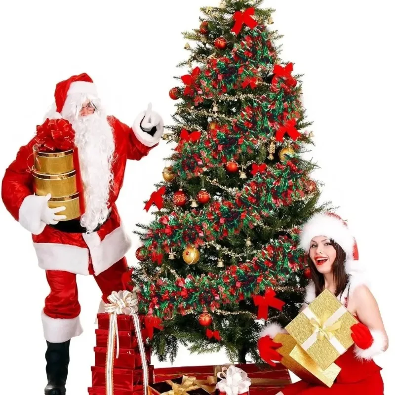 2m feliz natal decorações tira fita árvore de natal ornamento ursos pão de gengibre pessoas bonecos de neve ano novo suprimentos vermelho verde