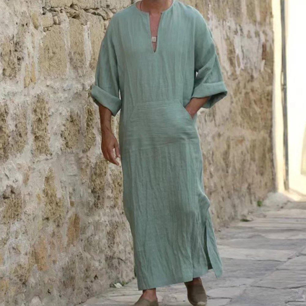 Robe Musulmane Décontractée à Manches Courtes pour Homme, Kaftan Islamique et Ethnique, Disponible en 4XL et 5XL