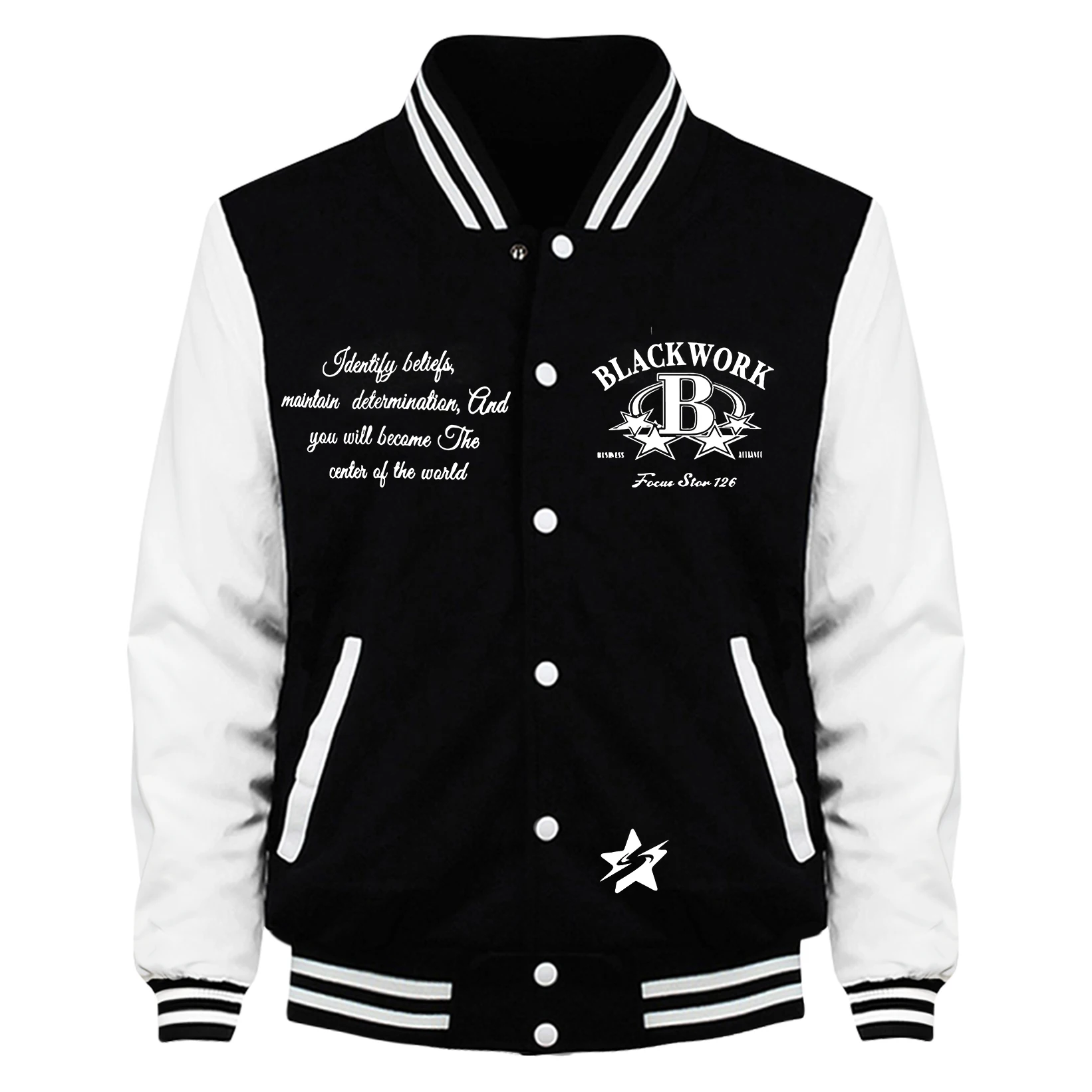 الملتوية الخماسي الأسود الرجال البيسبول جيرسي الرجعية فضفاض الرجالية الأزياء جيب سترة الخريف البلوز الملابس للجنسين