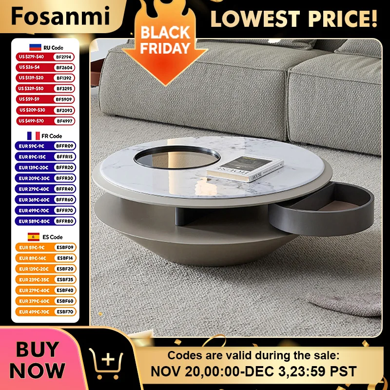 

Modern Luxury Coffee Tables Creative Interior Decoration Coffee Side Table with Storage Living Room Round Center Table for Home