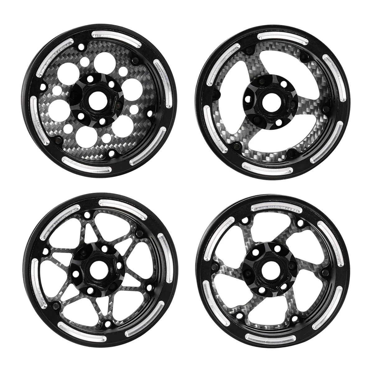 1.9 Inch Carbon Fiber Delrin Wheels Rim for 1/10 RC Rig Crawler LCG Comp Builds SCX10 Capra TRX4 TGH Dlux Gspeed V4 UGRC Chassis