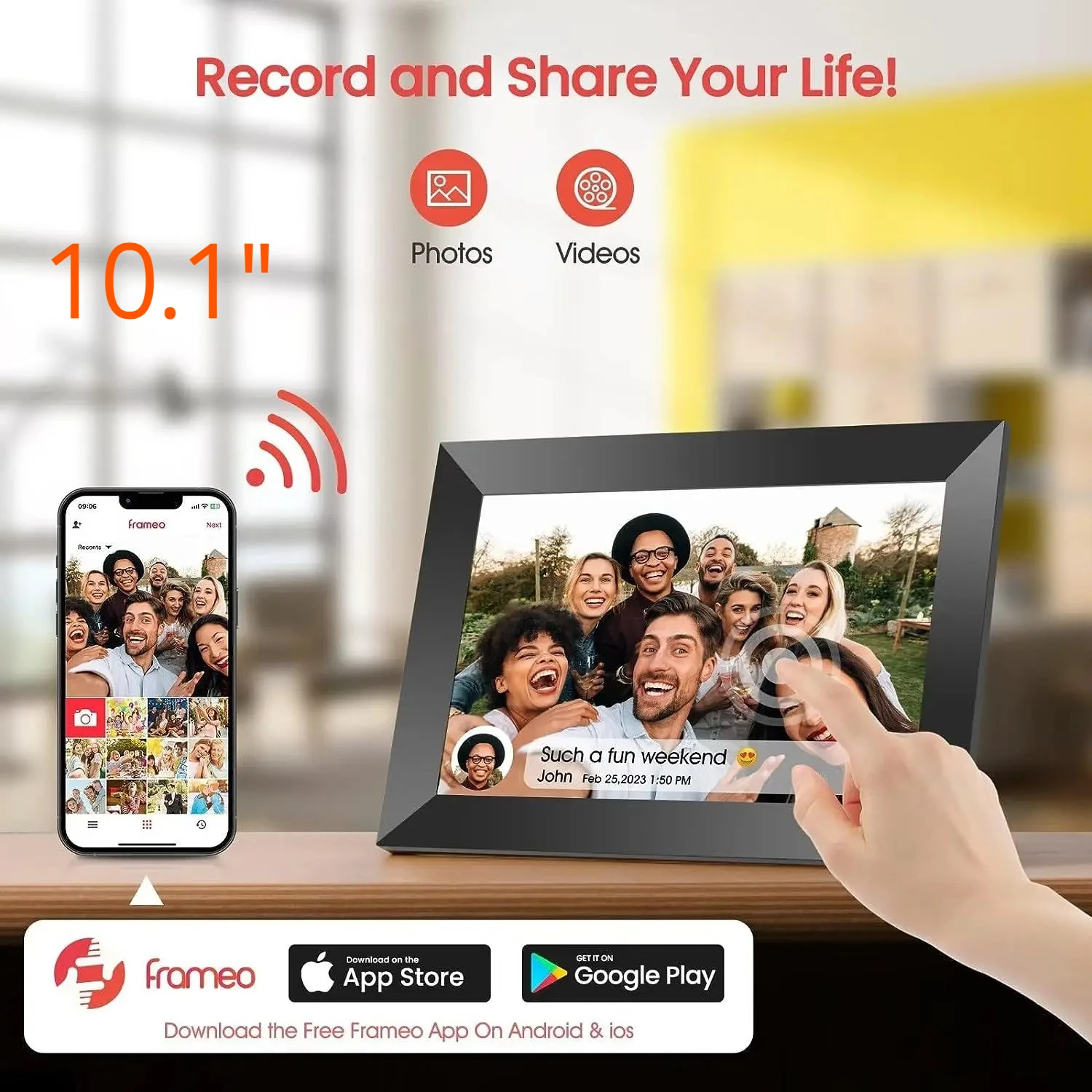 

10.1-Inch Frameo Cloud Photo Frame Wifi Digital Photo Frame Mobile Remote Touch Screen IPS Home Decoration Gift Baby Wedding