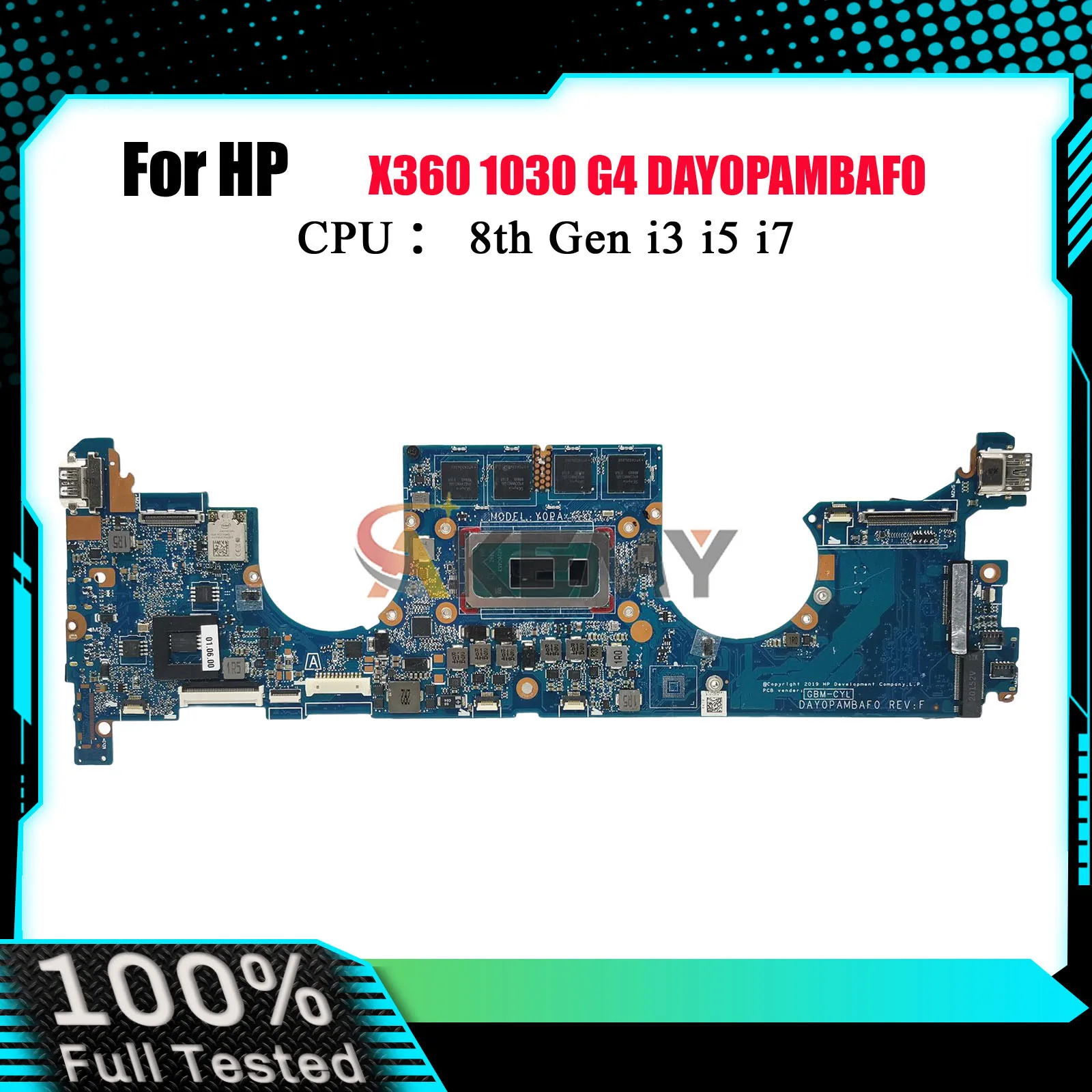 

DAY0PAMBAF0 Laptop Motherboard For HP EliteBook X360 1030 G4 With i5 i7 8th Gen CPU 8GB 16GB RAM L78696-601 L70769-601