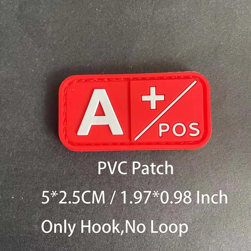 Kleiner Aufnäher mit Haken, PVC-Blutgruppe A B AB O POS NEG-Emblemen, Patches militärische taktische Abzeichen am Rucksack, Outdoor-Ausrüstung