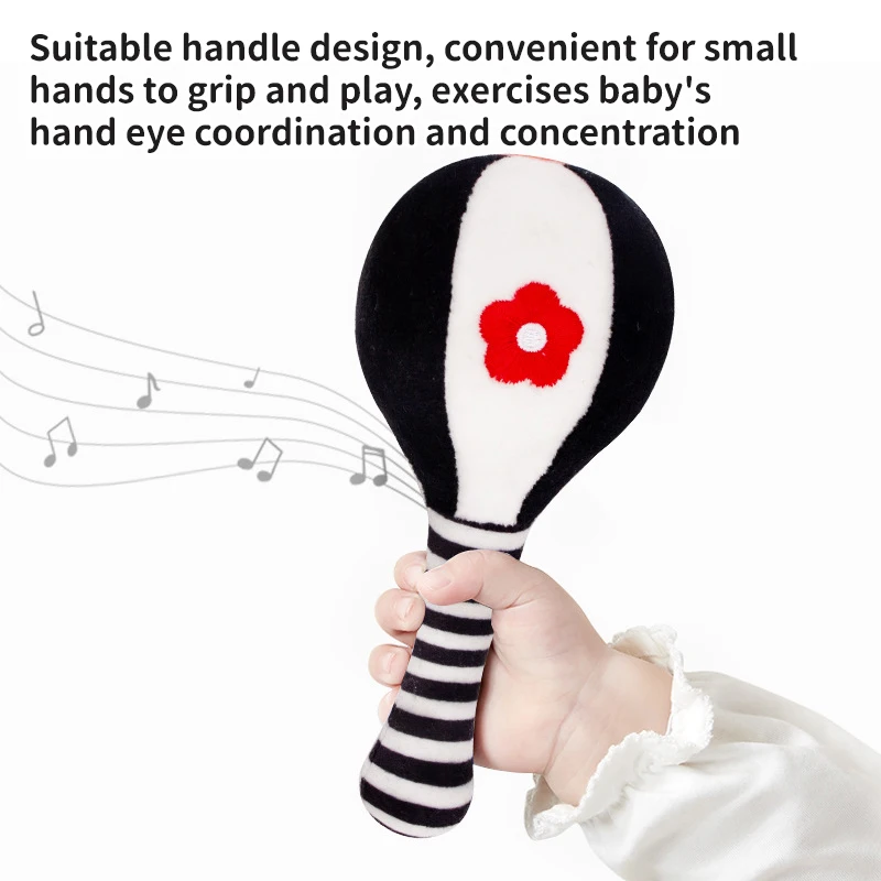 2PCS Baby Soft Rattles Toys Newborn Visual Sensory Education Toys Hand Grab Dumbbell Toys Soothe Baby Emotions Puzzle Toys Gifts