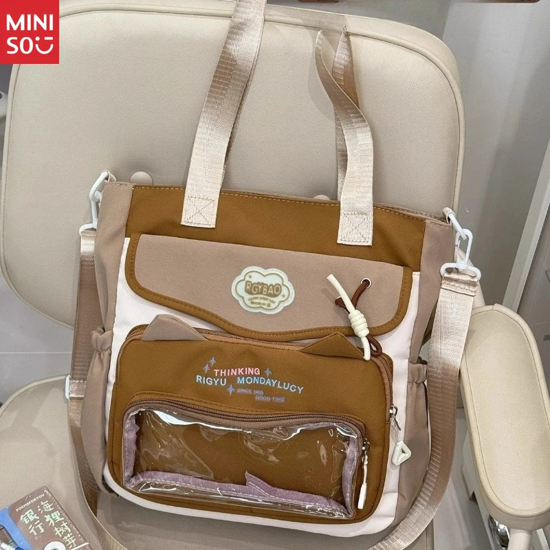 Miniso Large Tote Bag for School | Crossbody Student Bag, Commuter Shoulder Bag