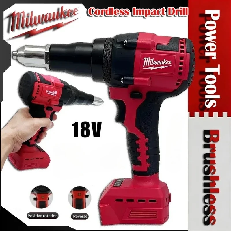 

Milwaukee Cordless 4.8MM Rivet Gun Brushless Electric Riveter Gun Automatic Riveter Tool With LED Light For 18V Battery