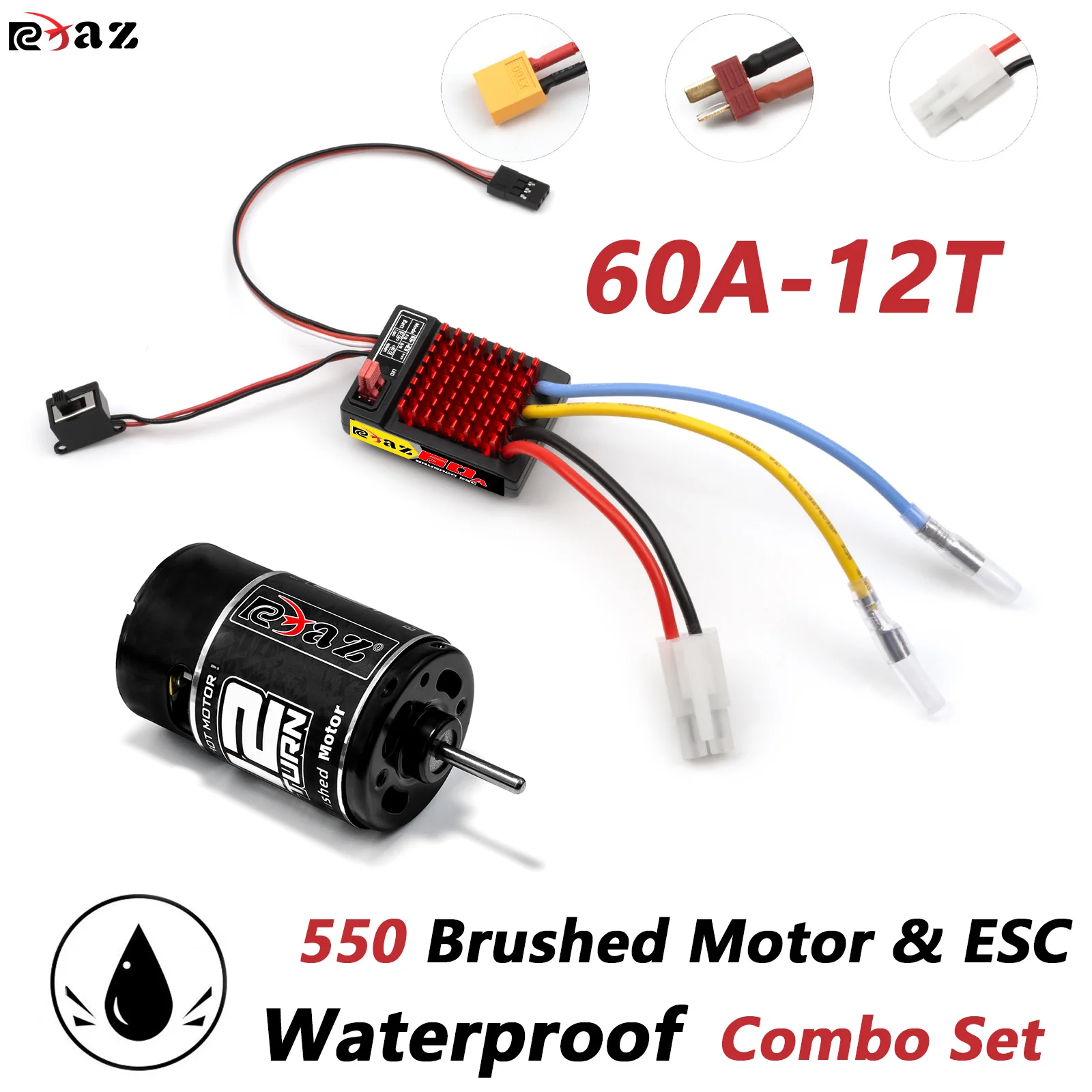 

RCXAZ RC 550 Матовый двигатель 12T с матовым комплектом ESC 60 А для 1/10 RC Crawler Axial SCX10 90046 Traxxas TRX4 D90 Hpi Tamiya arrma