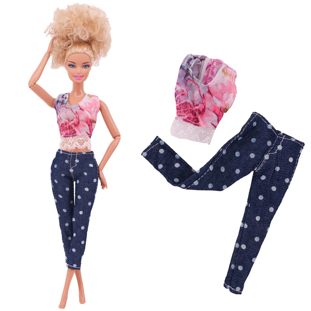 Barbies Fashion Clothes Dress 2pcs/set Leopard Top Doll Clothes for 11.8inch Barbies & 1/6 BJD Doll Accessories,Children's Gifts