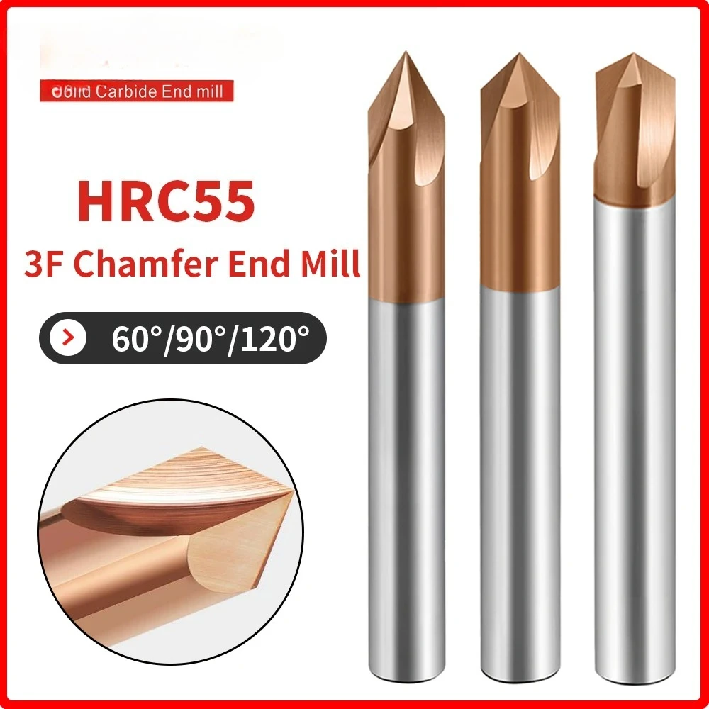 

Carbide Tungsten Steel Chamfer End Mills CNC Carving Bits 3 Flute TiSiN Coating V Groove for Different Material Like St