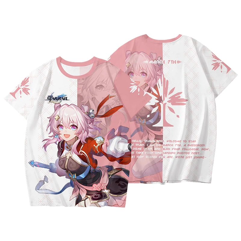 Game Honkai: Star Rail March 7th Cosplay 3D Print T-shirt Fashion Kids Anime Tees Men Women Short Sleeve Tshirt Harajuku Y2k Top