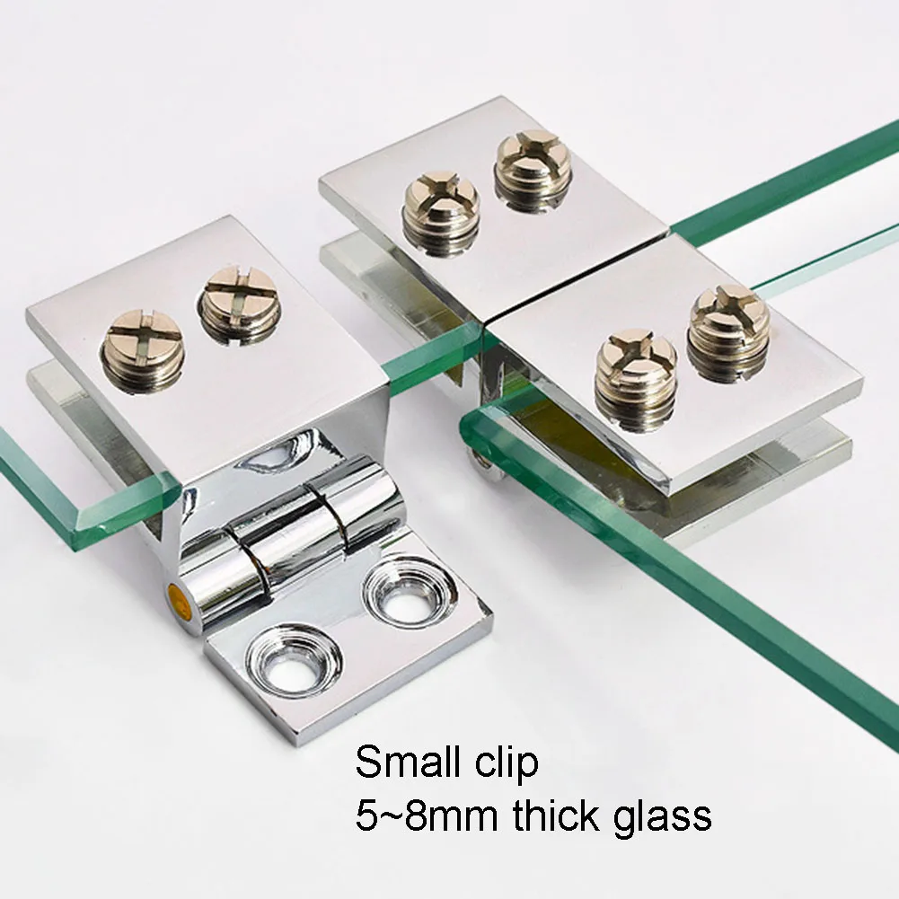 2pcs Glass Door Hinge Clamp For 5-8mm Glass Wood Metal Plates Securing Panels 0/90/180 Degrees Cabinet Hardware Clamp Hinges