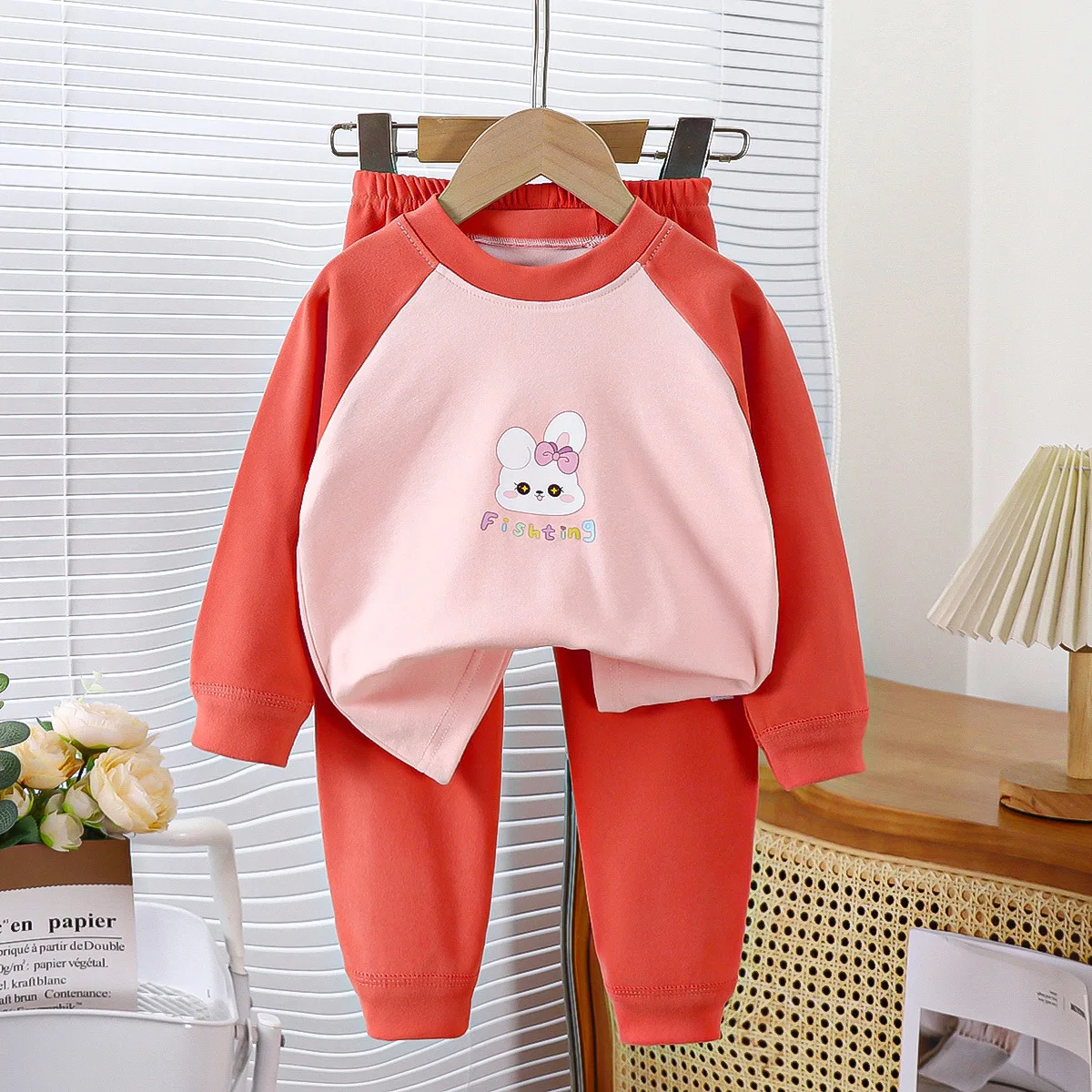 2025Children's autumn and winter underwear set boys' cartoon velvet warm pajamas set girls' 1-12Y home clothes two-piece set