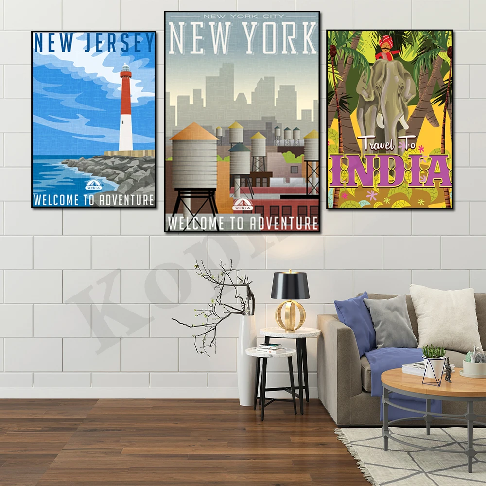 Istanbul Ireland India Iceland New York New Jersey Oklahoma North Dakota. City Travel Scenery. Home Wall Decor Canvas Painting