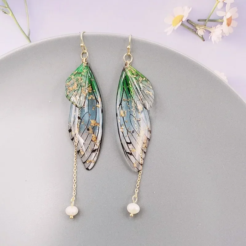 Minar Rainbow Gradient Resin Butterfly Dangle Earrings