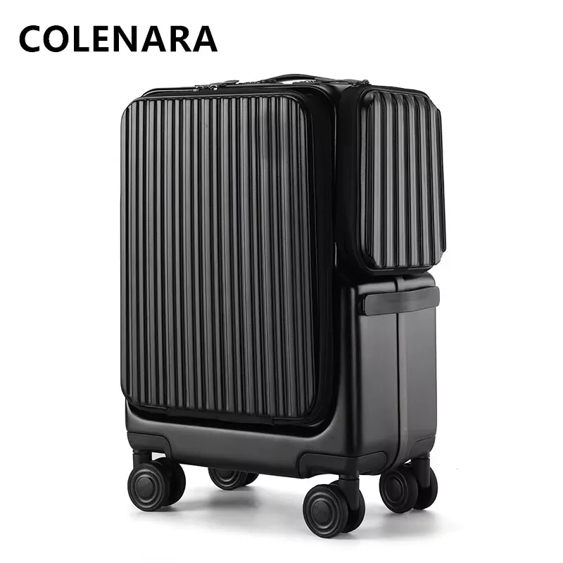 COLENARA ABS + PC Cabin Luggage USB Charging Boarding Box Multifunctional 20 Inches Trolley Case with Wheels Rolling Suitcase