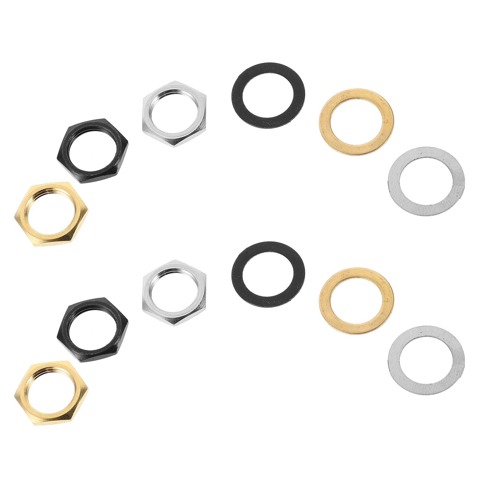 

12 Sets 3/8 Inch Guitar Bass Nut Washers 9.36MM Electric Guitar Parts Replaceable Nuts Socket Potentiometer Input Jack