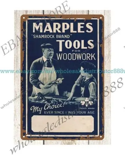 1936 Marples Shamrock Brand Tools Woodwork metal tin sign reproduction signs