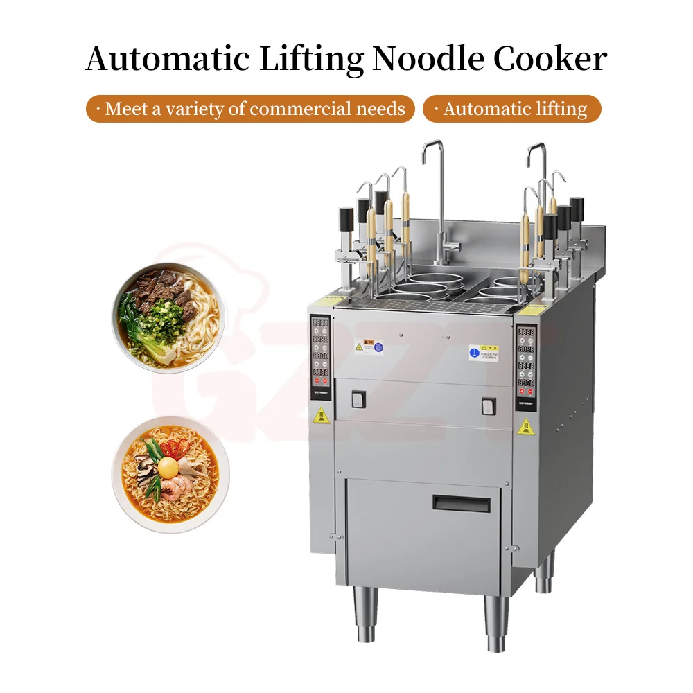 Automatic Lift Commercial 6 Baskets Stainless Steel High Power Pasta Cooker Noodle Boiler With Intelligent Independent Panel