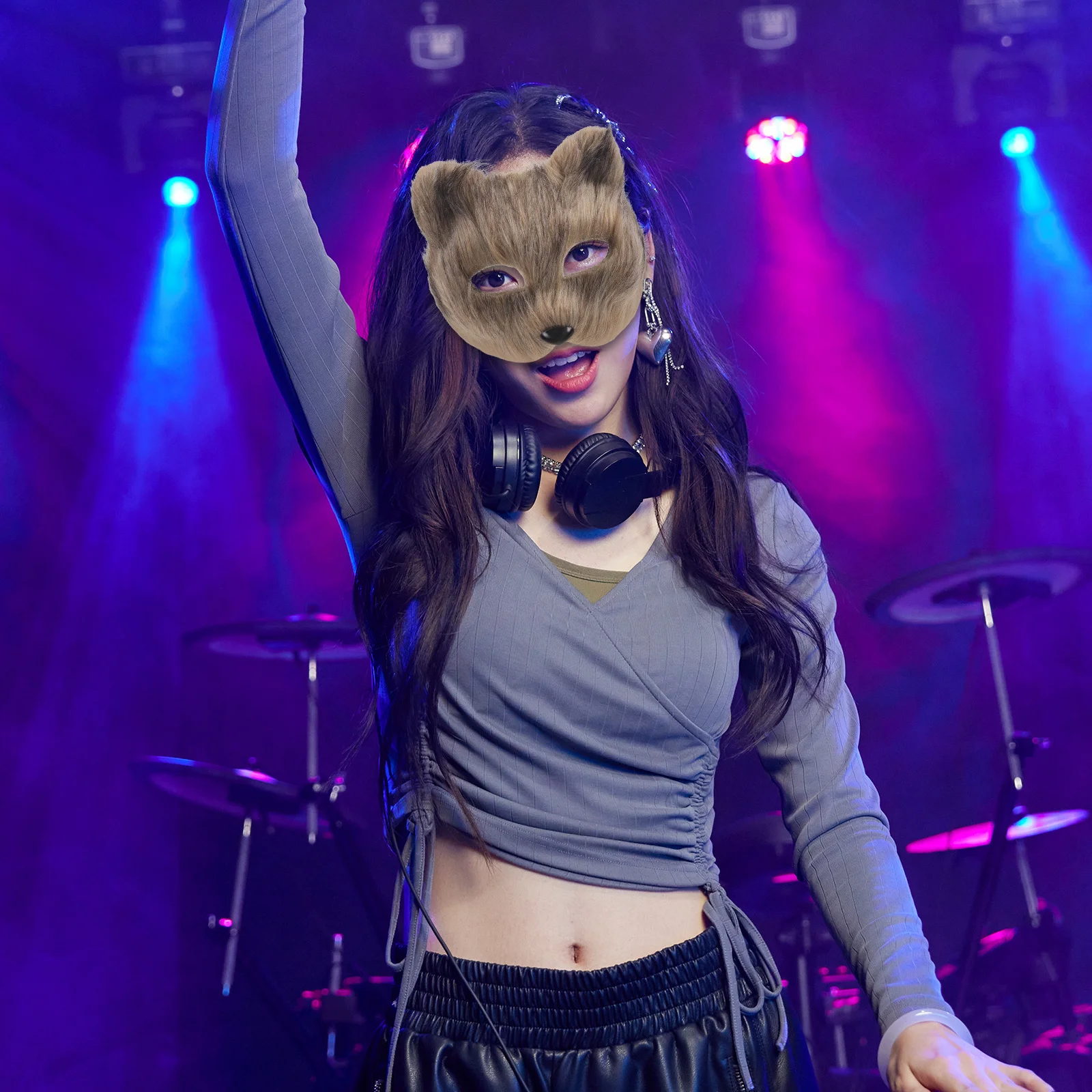 Vestido elegante de media cara, máscara de Animal, accesorio de disfraz de Cosplay para Halloween, Carnaval, mascarada, ligero y cómodo para Halloween