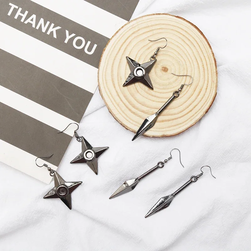 أقراط أنيمي سحابة حمراء للنساء ، سلاح نينجا كوناي ، أقراط موديل ، دلاية دورب ، موضة قوطية ، مراوح ، هدايا مجوهرات