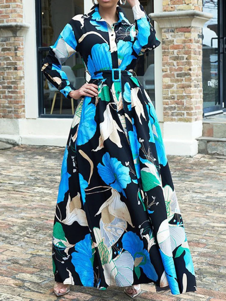 Dresses Floral Abaya Dubai Printing Robe Eid Muslim Women Dress Islam Female Kaftan Ramadan Party Abayas Gowns Maxi Jalabiya