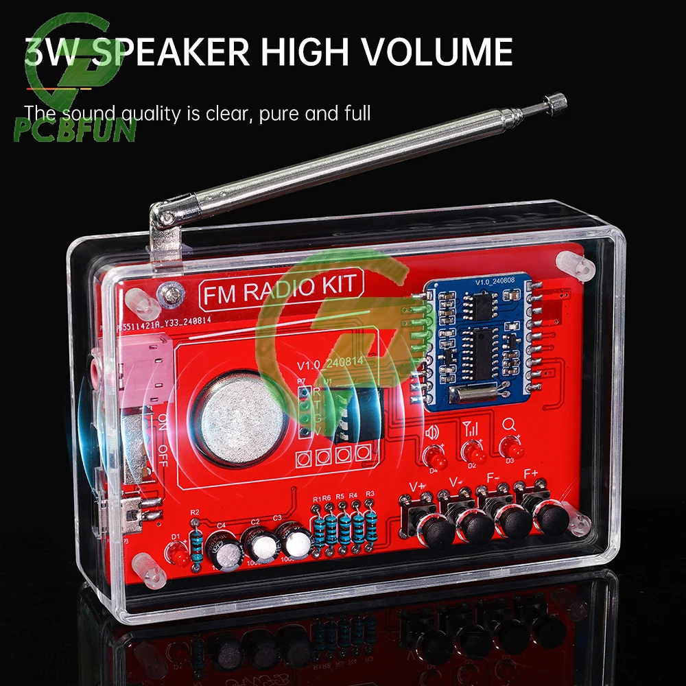 DIY FM Radio Electronic Kit 87-108MHZ RDA580 Soldering Project Practice Welding Parts Kit for Electronic DIY Enthusiasts