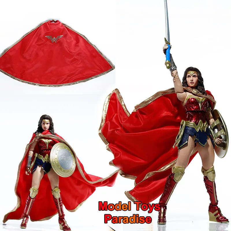 

In Stock 1/12 Scale Wonder Movie Version Super Soldier Red Long Cloak Fit 7inch Woman Action Figure Body