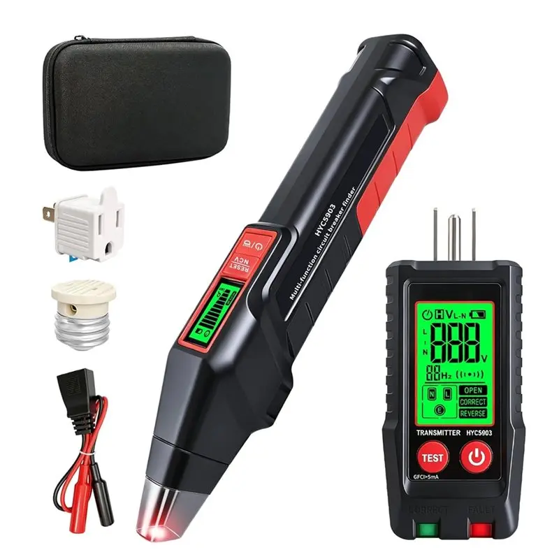 A25F-Circuit Breaker Finder Kit, Circuit Breaker Tester With LCD Display, GFCI Outlet Tester, Circuit Tracing Tool US Plug