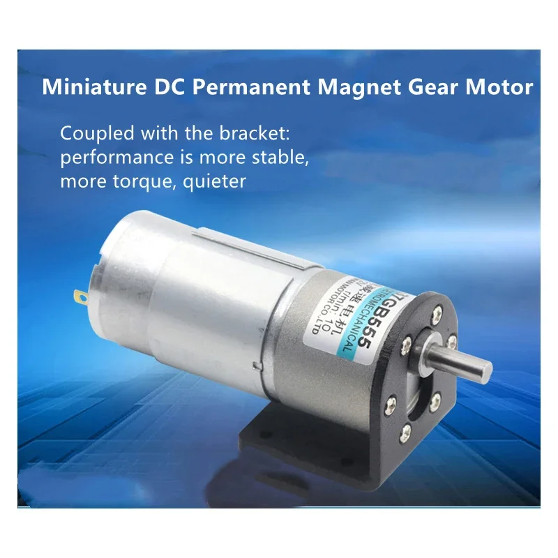 15W Micro Reducer Geared DC Motor 12v 24v Adjustable Speed CW CCW 37GB-555 High Torque Low Speed Mini Motor