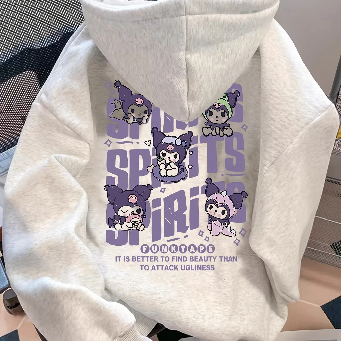 American Street Style Sanrio Kuromi Cute Letter Print 2025 Design Long Sleeve Hoodie Disney Girls Trip Disney Princess Hoodie