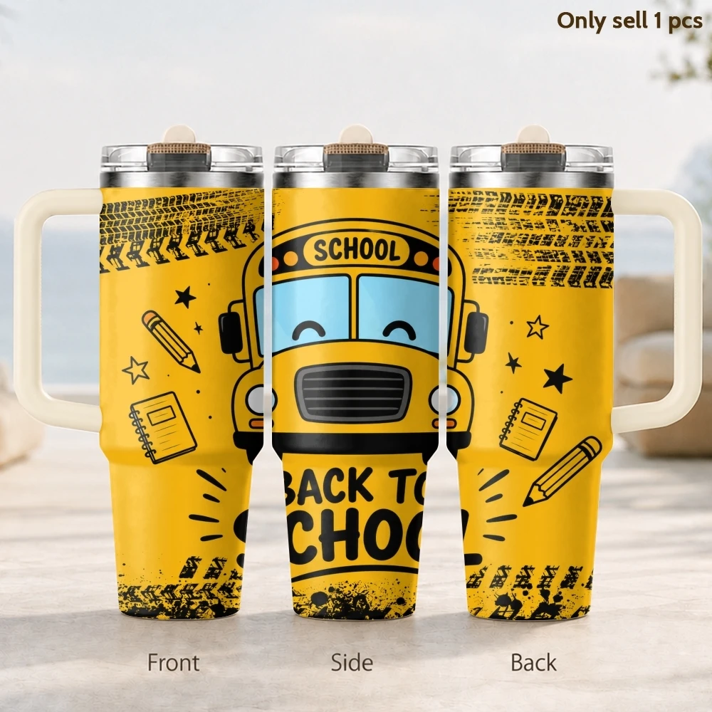 Bus Driver Life Vacuum Flasks 40oz 3rd Gen Vacuum Insulated Stainless Steel Tumbler Cup with Handle Straw Lid for Gifts