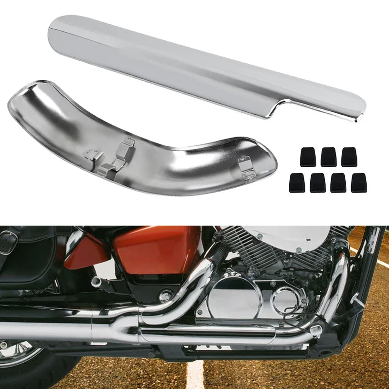 Motorcycle Chrome Exhaust Muffler Pipe Heat Shield Cover Guard Covers For Honda Shadow VT750 VT400 1997-2003