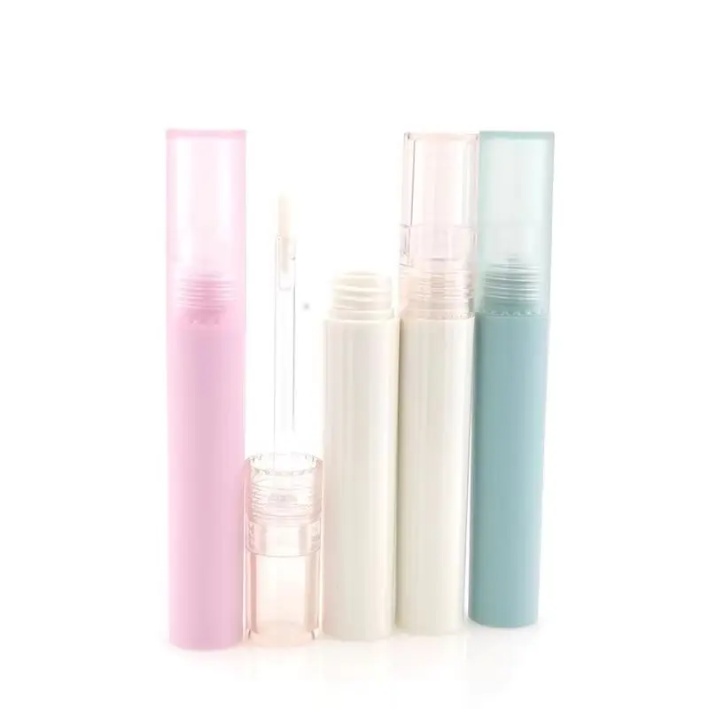 

50Pcs Round 4ml Pink Plastic Liquids Lipstick Tube Empty Lipgloss Container Colorful Lid Cosmetic Packaging Refillable Bottles