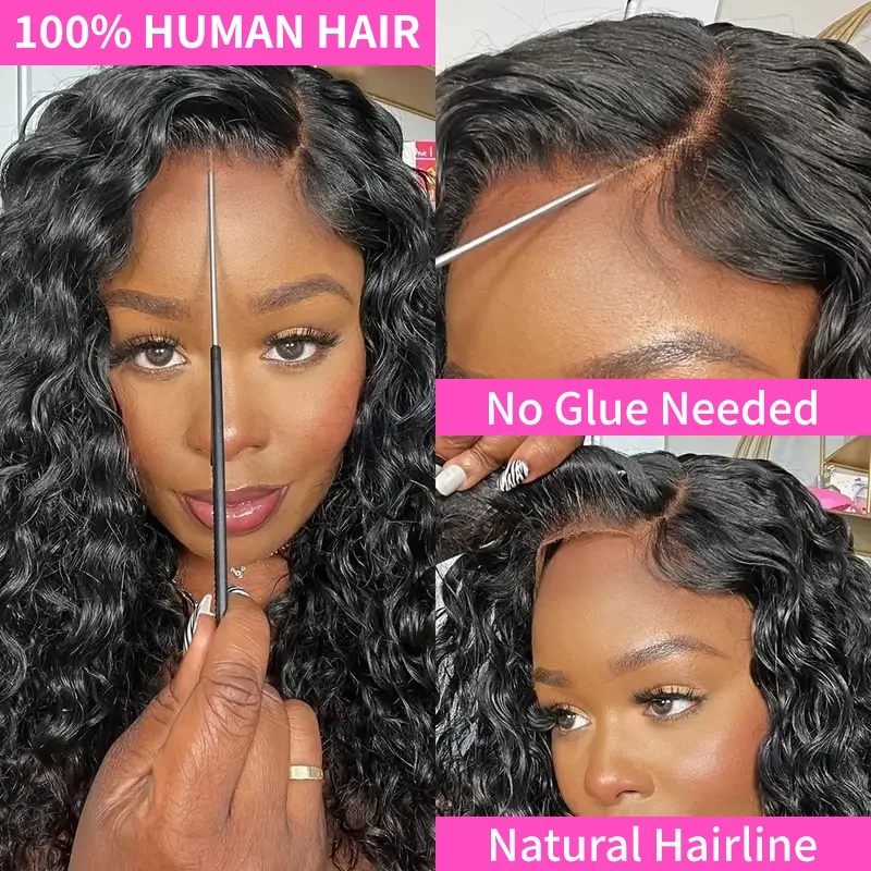 Heyju Wig Water Wave Glueless Wig Human Hair Curly 13x6 13x4 HD Frontal Wig 250% Deep Wave Wigs Wear Go 5x5 HD Lace Closure Wig image 3