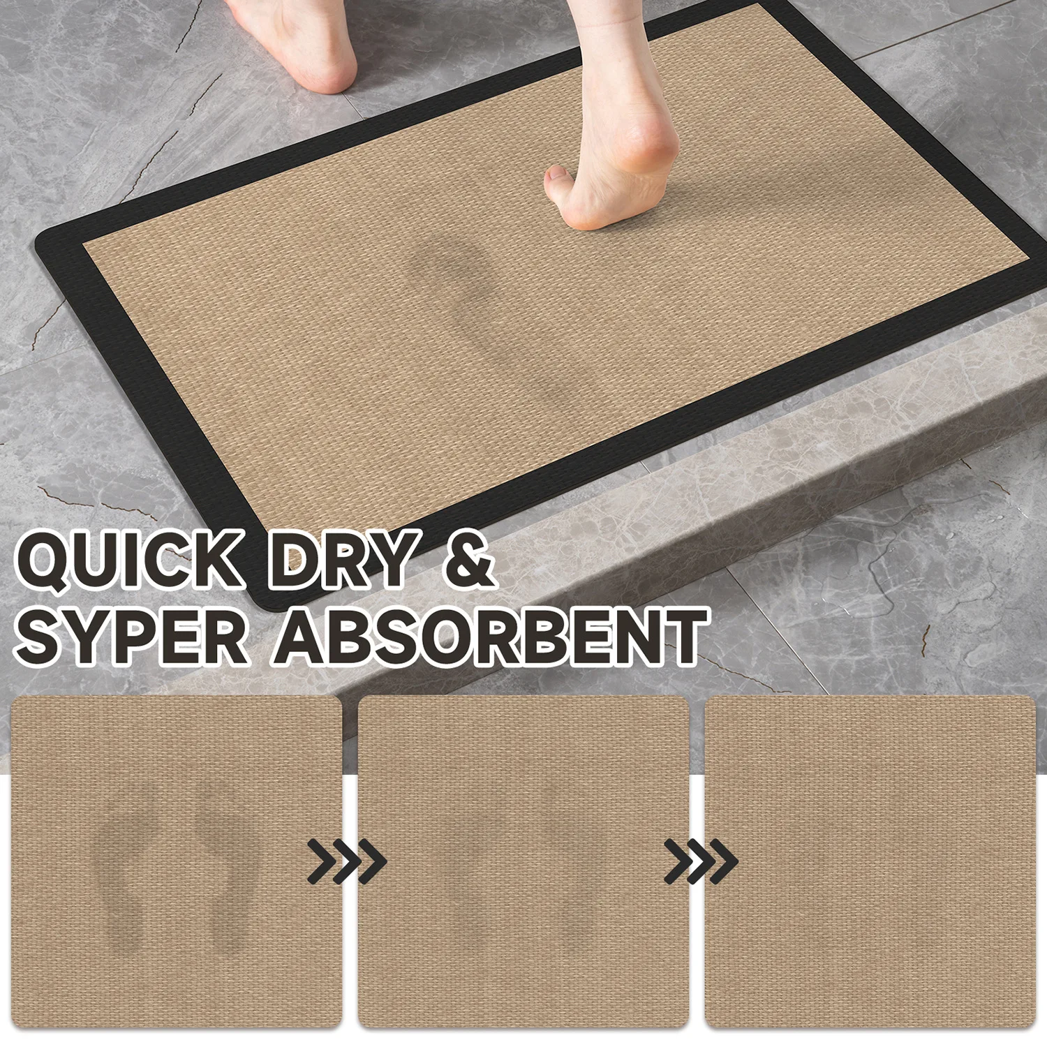 Bathroom Absorbent Floor Mat, Anti Slip Diatomaceous Mud Foot Mat, Quick Drying Toilet, Anti Fall Toilet Door Mat, Foot Mat