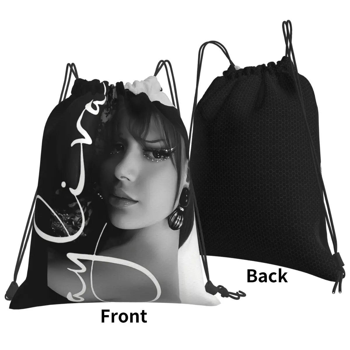 A-Ayliva Cool Singer Handwritten Signature Poster Backpacks Portable Drawstring Bags Shoes Bag Book Bags for Travel Students
