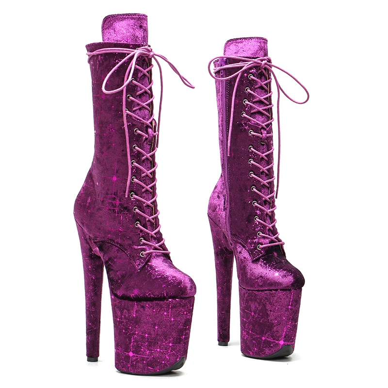 

Leecabe 20CM/8Inch Purple color disco party High Heels Shoes Pole Dance boot Women's Platform boots 4B