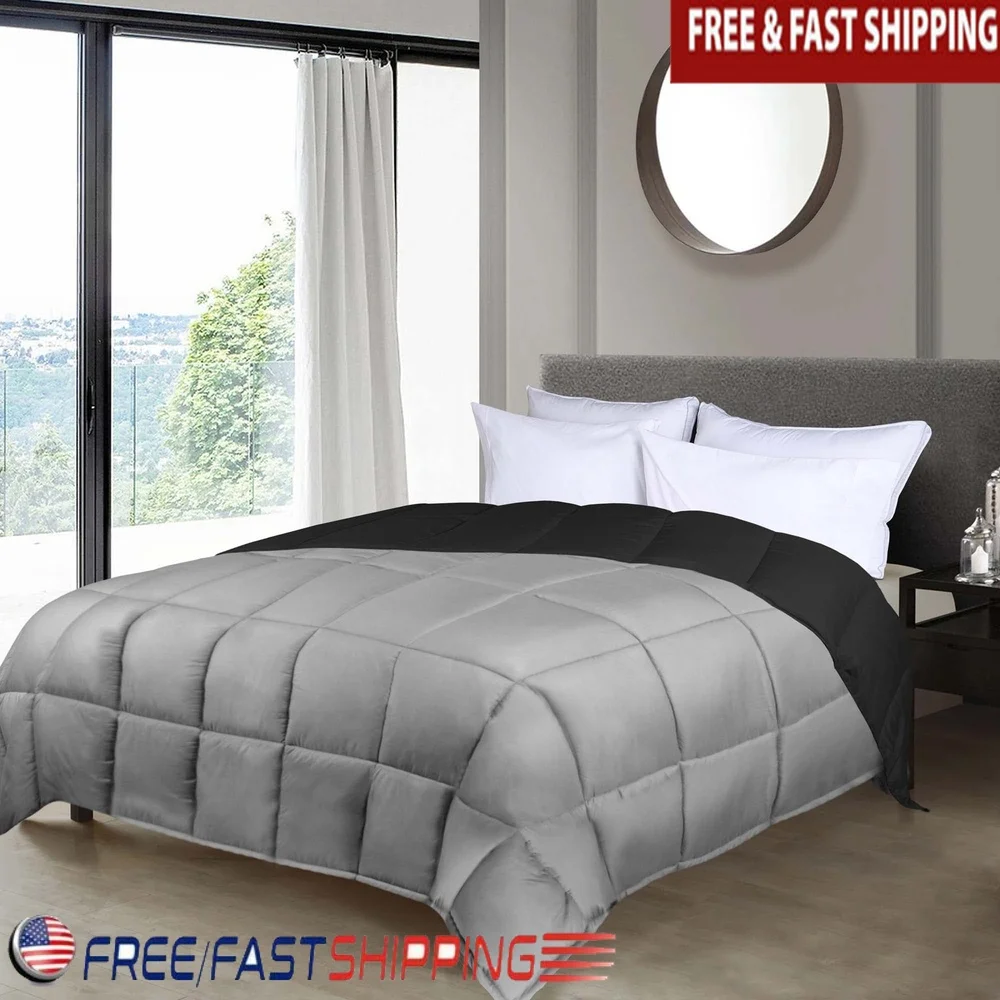 

Reversible Down Alternative Comforter California King Soft Microfiber Hypoallergenic Box Quilted Oversized Machine Washable Year