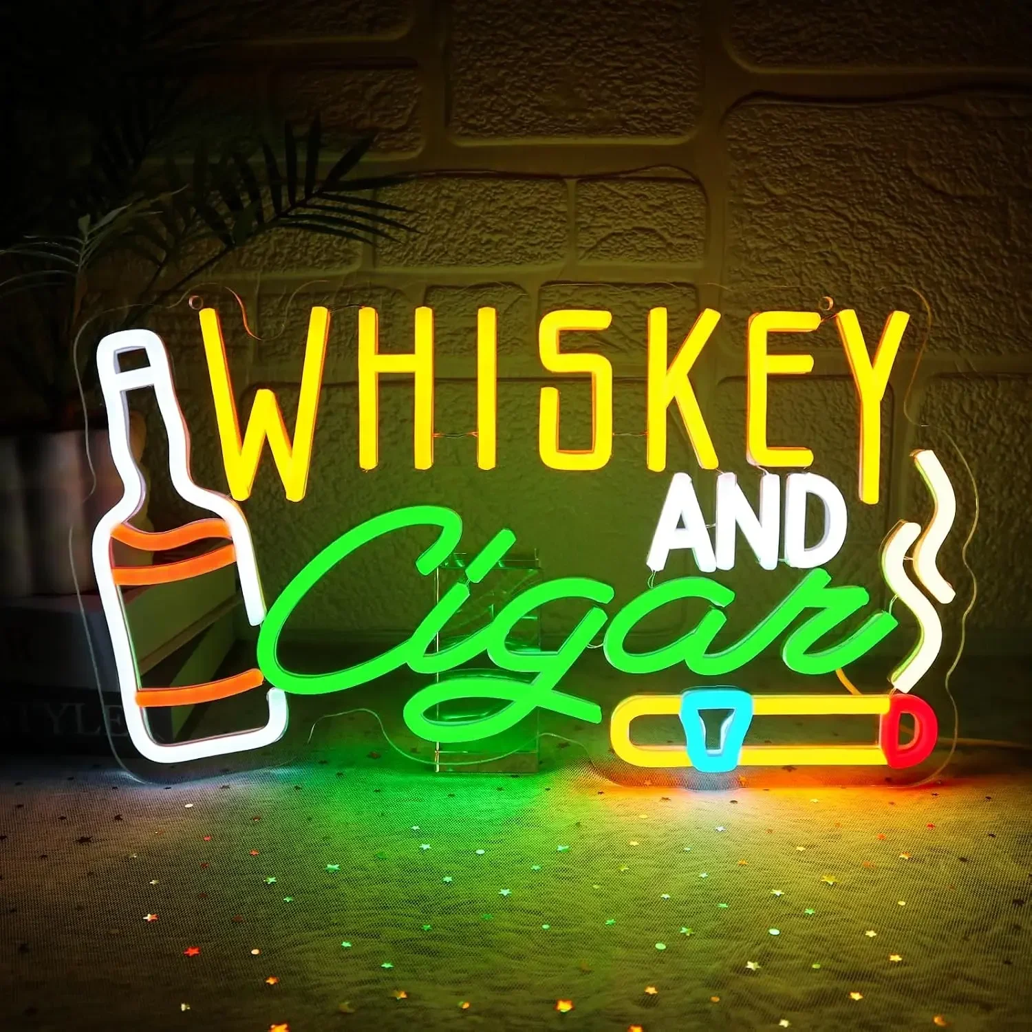 Whiskey Cigar Neon Sign USB Power Dimmable LED Neon Light for Man Cave Pub Bar Lounge Wine Cellar Hotel Bedroom Party Wall Decor