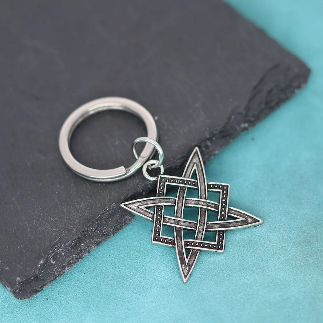 Nedar Slavic Norway Valknut Square Amulet Pendant Keychain Star Rus Viking Talisman Keyring Pagan Men Jewelry Gift Key Chain