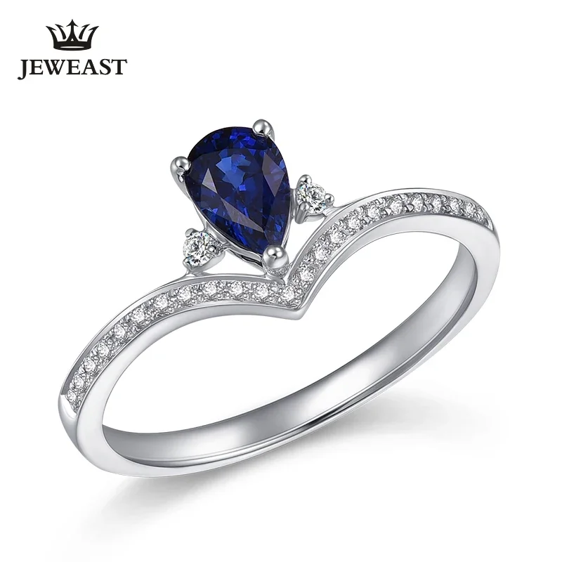 

Natural sapphire 18K Pure Gold 2025 New Hot Selling Top Ring Women Heart Shape Ring For Ladies Woman Genuine Jewelry