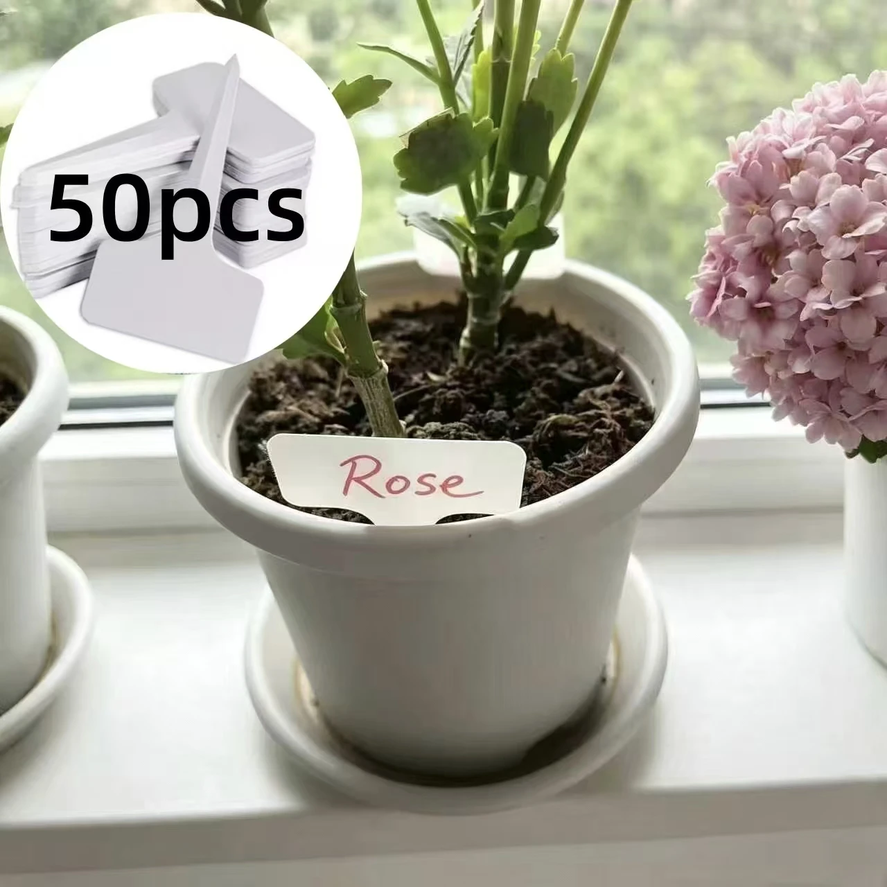 50pcs White Garden Labels Plant Waterproof Classification Sorting Sign Tag Ticket Plastic Writing Plate Board Plug In Card