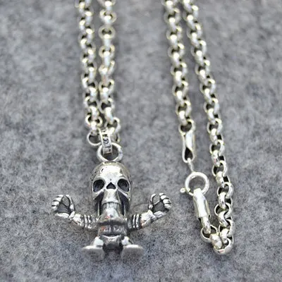 

Pure silver stylish non-mainstream punk style skull collarbone k-style female pendant thai silver trendy men's pendant