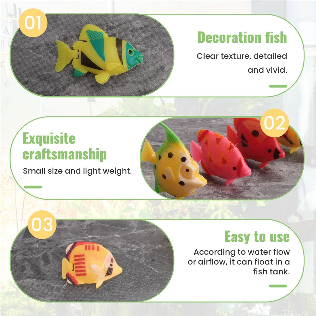 ديكور الأسماك 10X الديكور الاصطناعي العائم ديكور الأسماك لوازم حوض السمك الزخرفية #2