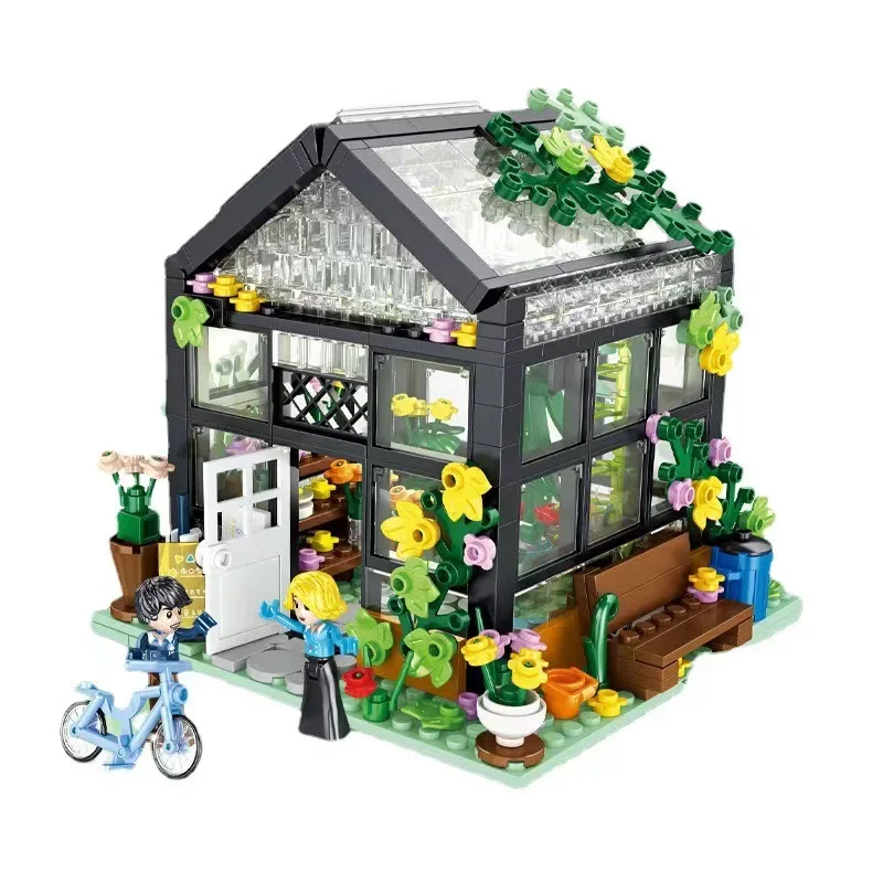 House Villa Architecture Cottage Model Building Blocks Bricks for girl Beach Hut Modular Home Village creative city shop Present