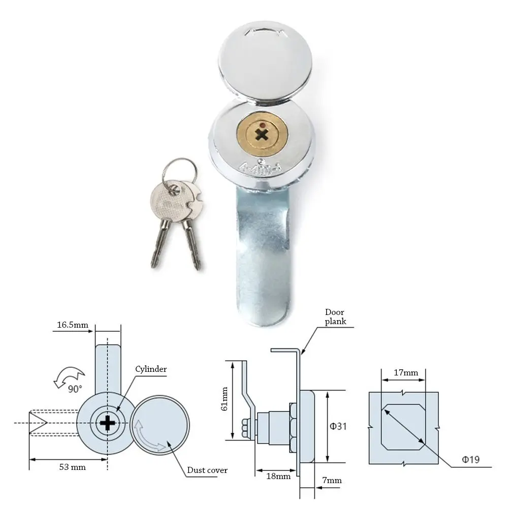 New Zinc Alloy Door Mailbox Lock Mechanical With Key Mechanical Door Lock Multifunctional Hardware Cam Lock Cupboard