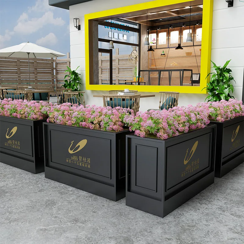 Wrought iron flower box outdoor stainless steel combination rectangular flower bed fence outdoor partition finished product anti